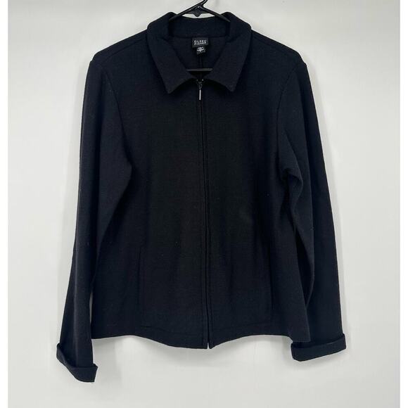 Eileen Fisher zip up wool collared sweater jacket - Picture 1 of 6